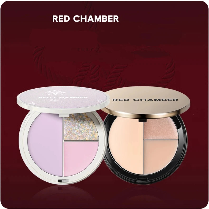 RED CHAMBER TRI COLOR MULTI-PURPOSE HIGHLIGHTER Palette Natural Brightening One Palette Multi-Purpose 7.5g Makeup