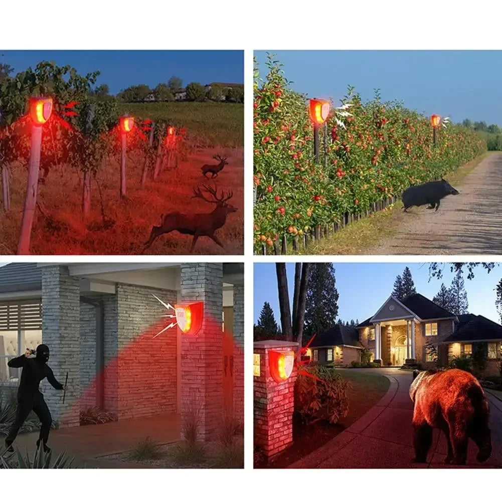 Outdoor Solar Security Siren with 3 Modes Motion Sensor Alarm Animal Repeller for Villa Farm Yard Garden Dog and Wild Boar