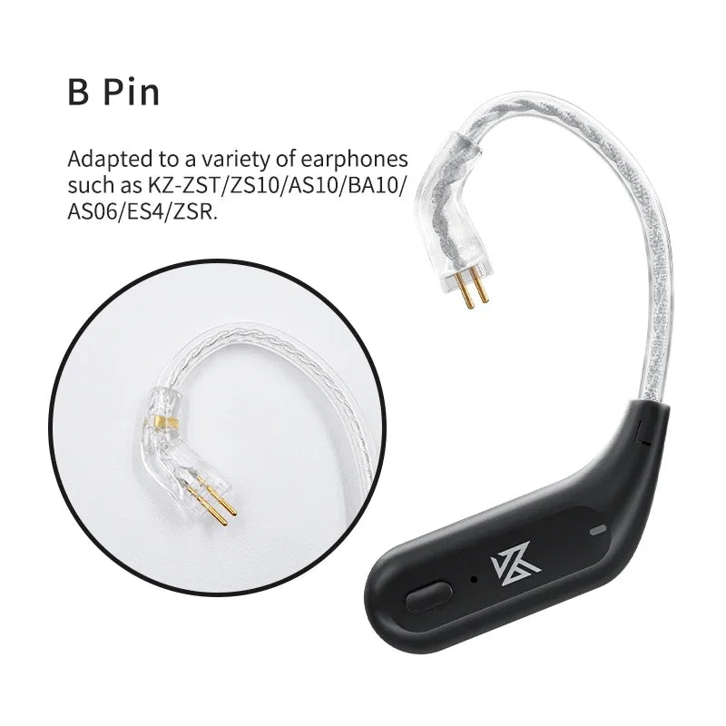 KZ AZ09 HD Bluetooth 5.4 Ear Hook Wireless Upgrade Cable with Charging Case, B Pin/C Pin