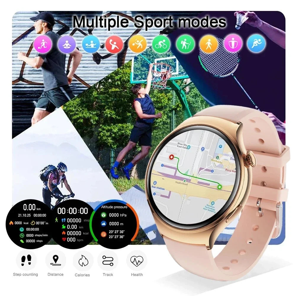 2026New GPS NFC Bluetooth Call Smartwatch Women Watch 4 mini Sport Track Heart Rate Pressure Monitoring Health Smartwatch Ladies