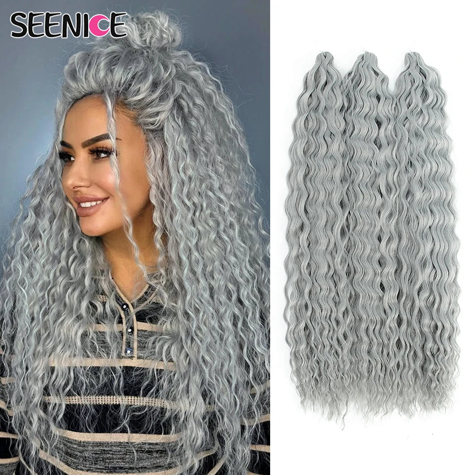 Ariel Curl Hair Synthetic Water Wave Twist Crochet Hair Afro Curls Crochet Braids Ombre Pink Braiding Hair Extension For Women