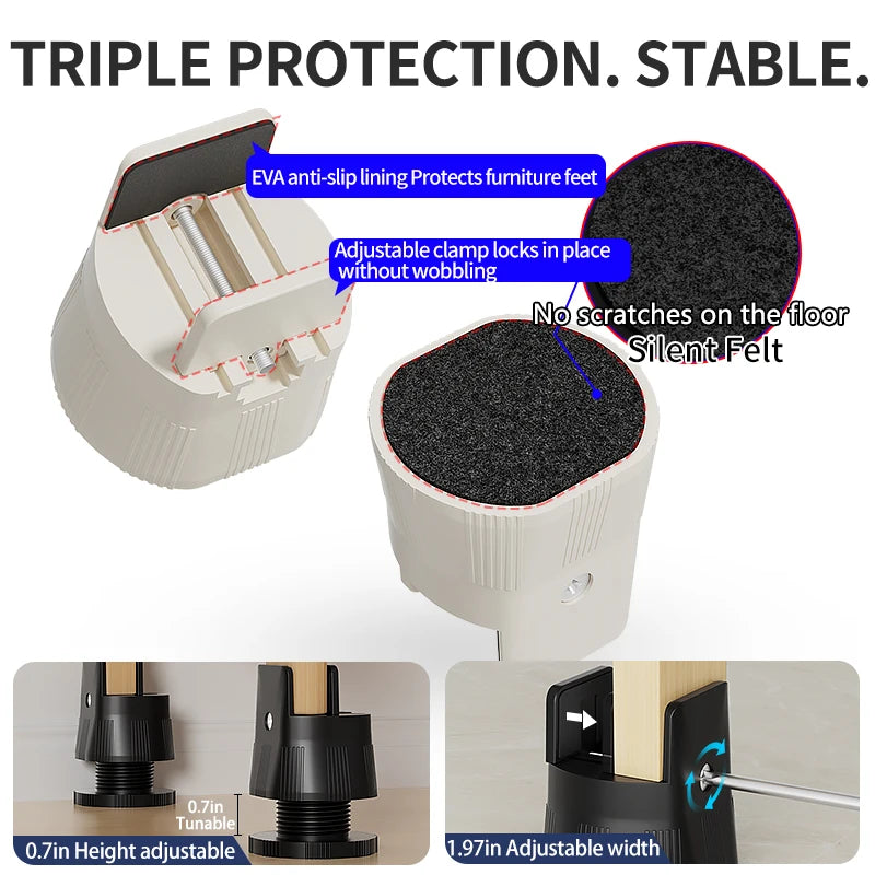 Adjustable Splint-Type Lift Pads: Moisture-Proof, Shockproof For Furniture Legs; Fits Table/Chair/Stool Legs For Heightening
