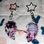 Anime ALIEN STAGE IVAN TILL Cosplay Keychain Unisex Acrylic Heart Magnet Pendant Key Chain 2Pcs/set Keyring Bag Accessories Gift
