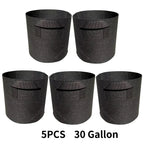 5 Pack Grow Bags, Garden Planting Nonwoven Fabric Pots with Reinforced Handle(3 Gallon，4 Gallon, 5 Gallon, 7 Gallon, 30 Gallon)