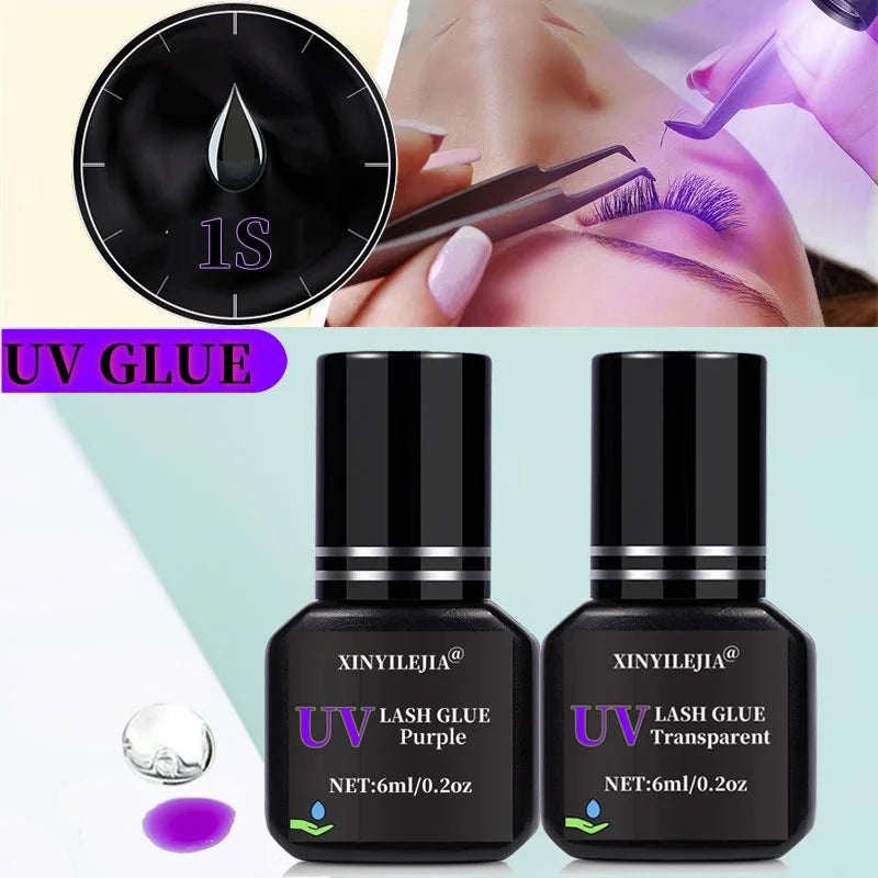 5pcs UV GLUE Adhesive For Eyelash Extensions Gel 1S Fast Drying Strong False Lash Extension Glue Long Lasting UV Eyelash Glue