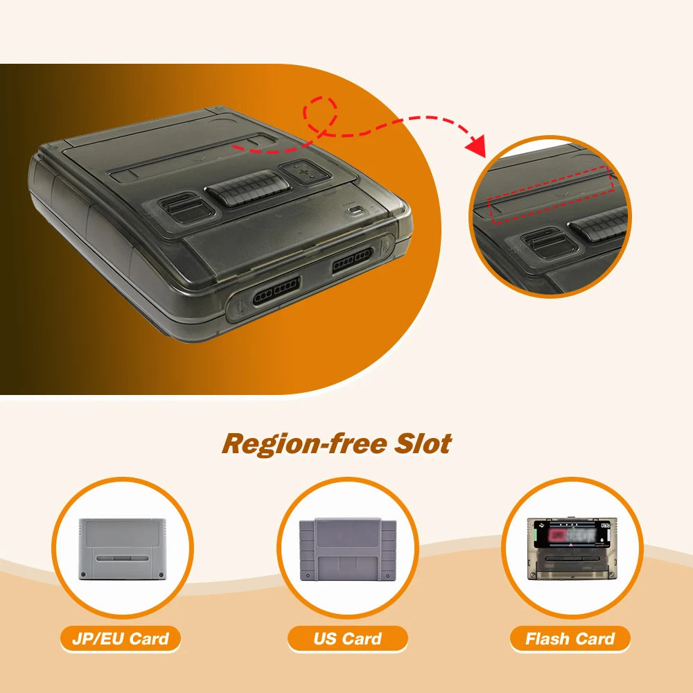 Bitfunx SFC Replacement Case Transparent Box For Super Famicom Console Super NES Game Console