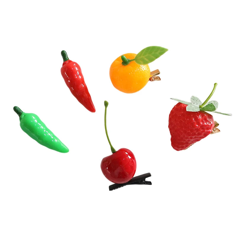 Strawberry Chili Cherry Tangerine Hairpins Cute Headwear Hair Accessories Girl Side Bangs Clip Sweet Hairpin Headdress Jewelry