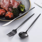 30-Piece Black Premium Food-Grade Stainless Steel Silverware Set, Include Forks, Spoons and Knives Set, Dishwasher Safe Utensil