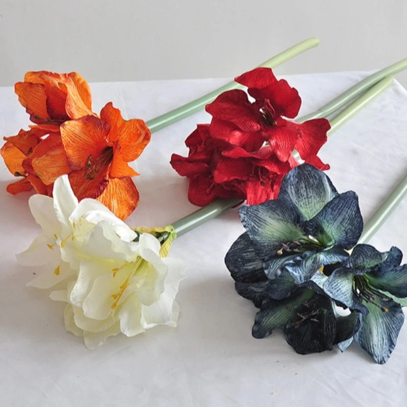 76CM Artificial Gentleman Orchid Wedding Decoration Shooting Props Retro Autumn Color Red Silk Flower with Red Top