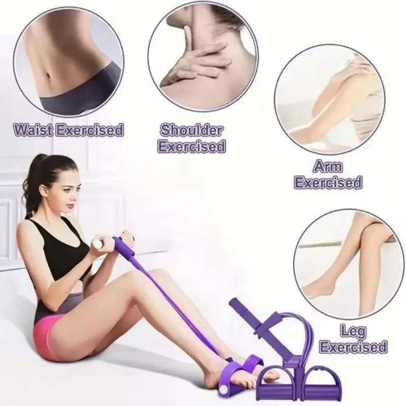 6 Tube Elastic Yoga Pedal Puller Resistance Band Multi Function Tension Rope Fitness Bands 6-Tube Elastic For Abdomen Waist Arm