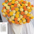 1pcs Rose Blanket Bouquet With Gift Bag Crochet Handmade Blanket of Roses Birthday Valentine's Day Gift for Girlfriend
