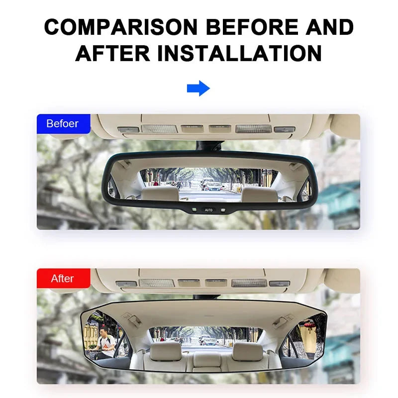 Wide Angle Convex Rearview Mirror Anti-Glare HD Glass Large Vision Car Interior Monitor for Baby Child Seat View Universal Auto