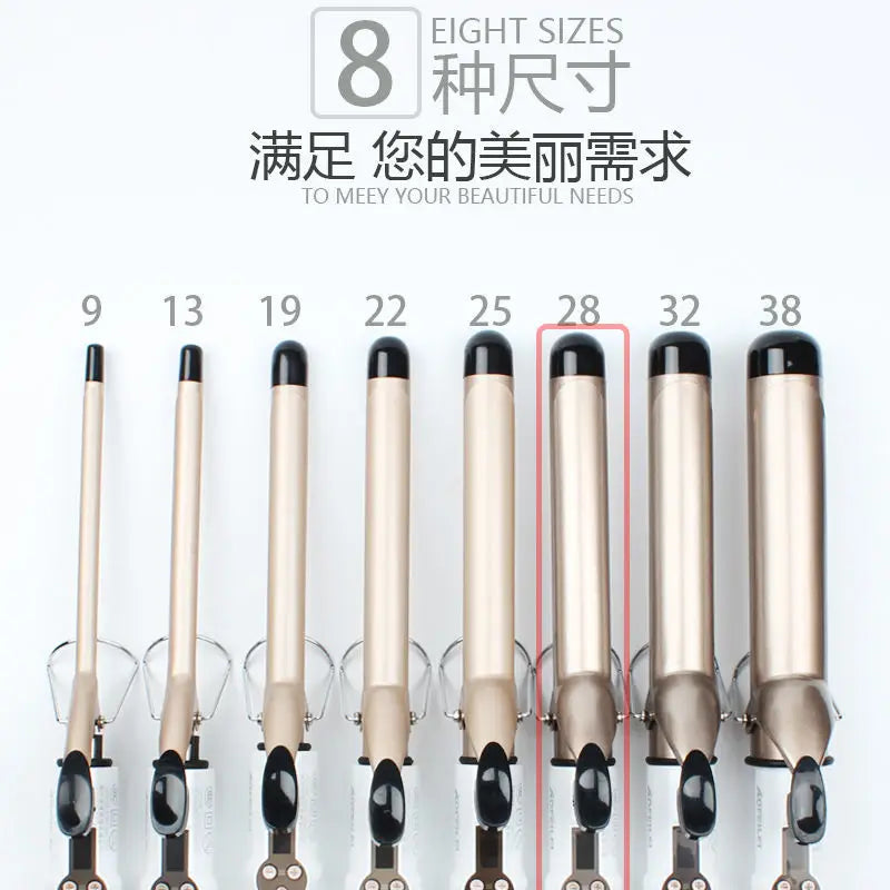Temperature Setting Electric Hair Curler Straightener Long Curling Tong Wand 9-38mm Professional Hair Curling Iron LCD Screen