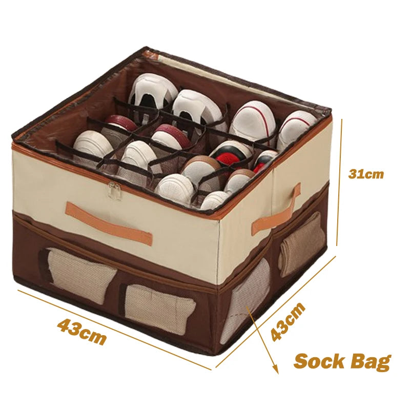 1pc Multiple Lattices Shoes Storage Box Foldable Separated Shoes Box Large Capacity With Handle Shoe Dispenser Shoes Organizer