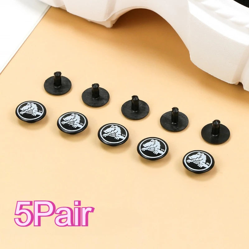 Garden Shoes 16mm Buckle Lace Accessories Black EVA Plastic Buckle Sandals Drop-molded Alligator Print Shoe Flower Accessories