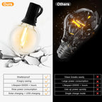 Solar G40 outdoor string lights with remote, shatterproof globe bulbs, IP65 waterproof, 10m 15 bulbs