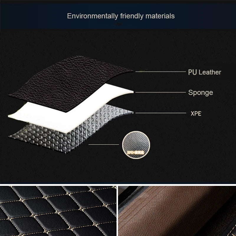 Universal 5pcs Car Floor Mats Set PU Leather Waterproof Dustproof Full Coverage, Multiple Colors