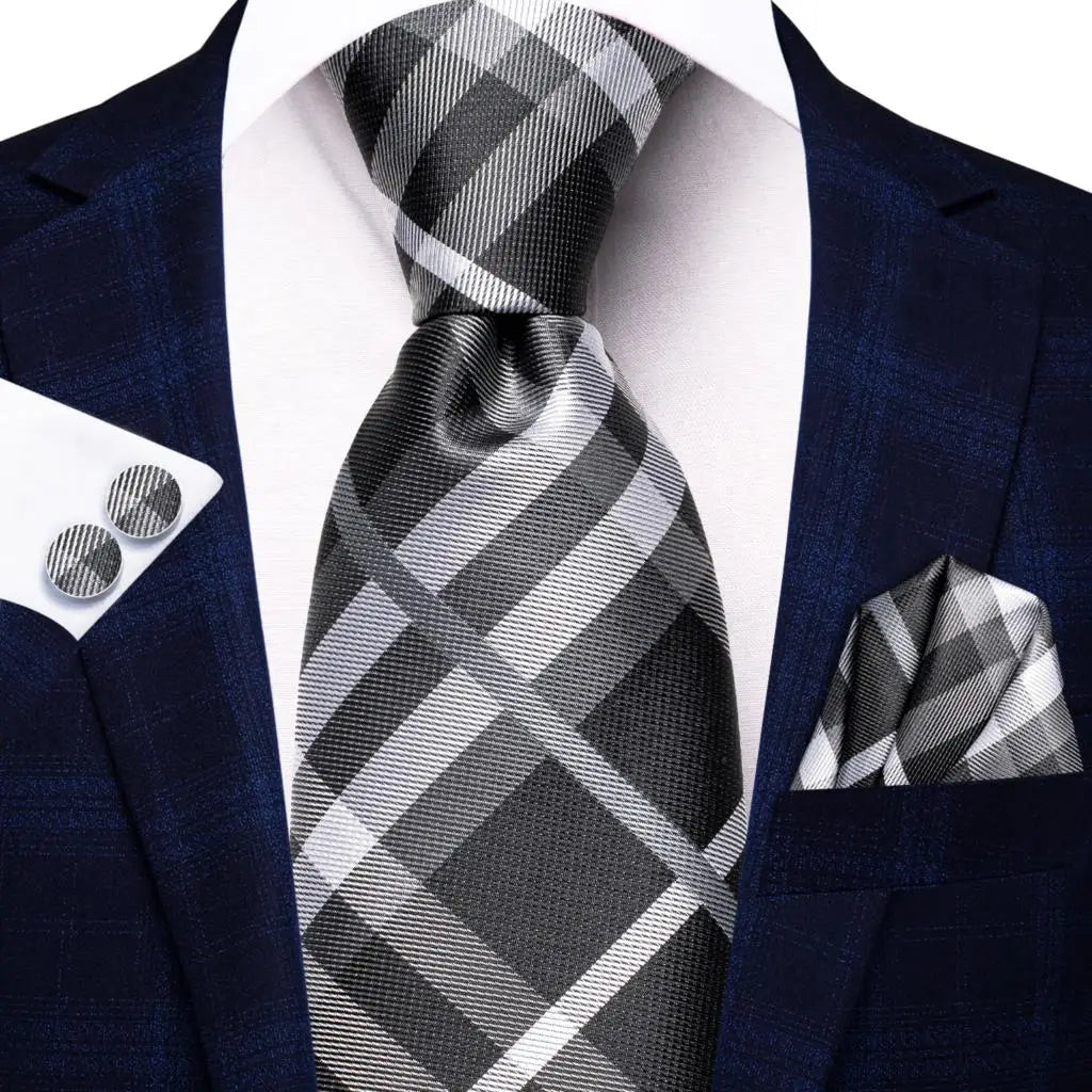 Solid Gold Yellow Ties For Men Handky Cufflinks Set Fashion Gift For Men's Tie Wedding Business Necktie Blue Black Orange Beige