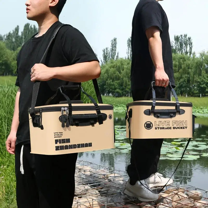 Foldable Live Fish Bucket Fishing Bucket Outdoor Multifunctional EVA Fishing Bag Live Fish Bait Bucket Wild Fishing Bucket