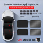 Sunshades For Tesla Model 3 Sunroof Highland 2026 Model Y 2020-26 Ice Cloth Buckle Sun Pare Glass Front Rear Skylight Accessory