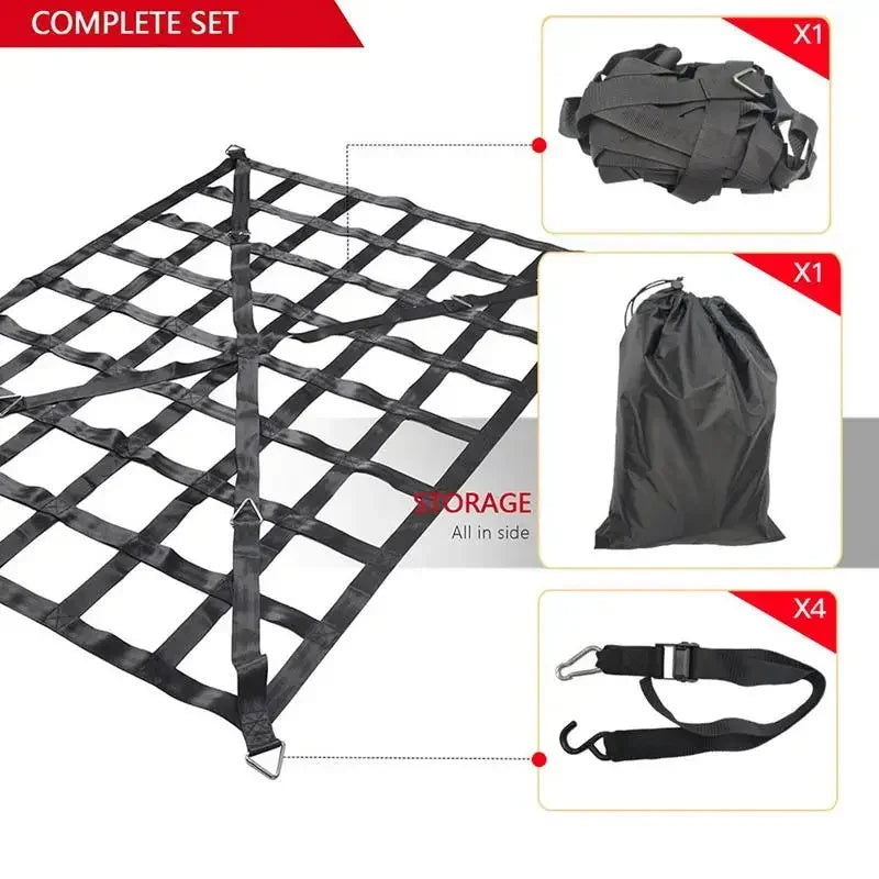 Heavy Duty Roof Rack Cargo Net PVC Webbing Truck Pickup SUV Van Cargo Safetyweb Control Net For Car Roof Car modification parts