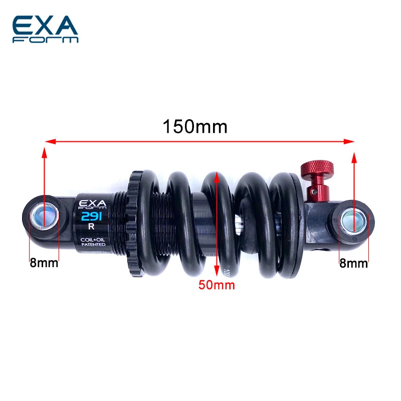 KS EXA Form Bike Rear Shock Absorber 291 Suspension Shocks Spring Durable MTB Bike E Scooter125 150 1000 1250 850 lbs