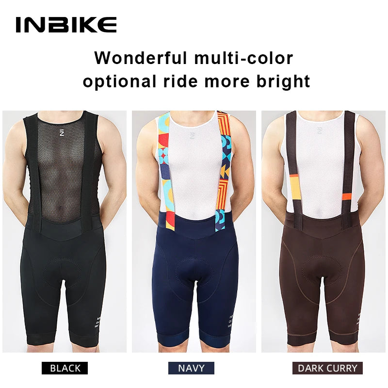 INBIKE Men's Cycling Bib Shorts Sweat-Wicking Breathable MTB/Road Bike Shorts Black