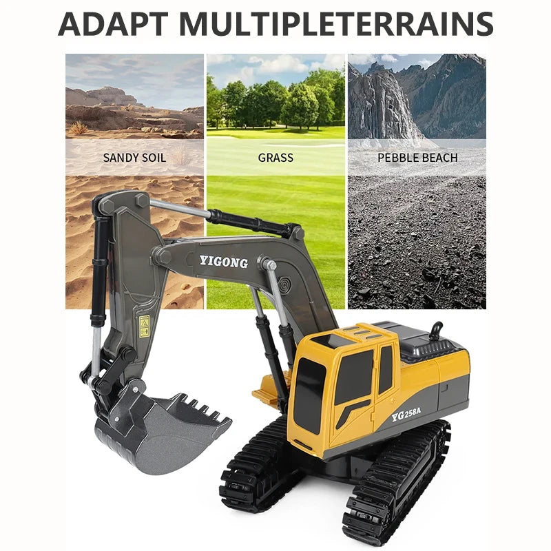 ZWN 2.4G 6/5CH Remote Control Excavator RC Model Car Toy Professional Alloy Plastic Simulation Construction Vehicle For Kid Gift