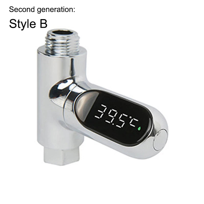 LED Display Household Water Shower Thermometer 5-85℃ Flow Self-powered Water Thermometer Monitoring Baby Care Energy Smart Meter