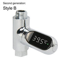 LED Display Household Water Shower Thermometer 5-85℃ Flow Self-powered Water Thermometer Monitoring Baby Care Energy Smart Meter