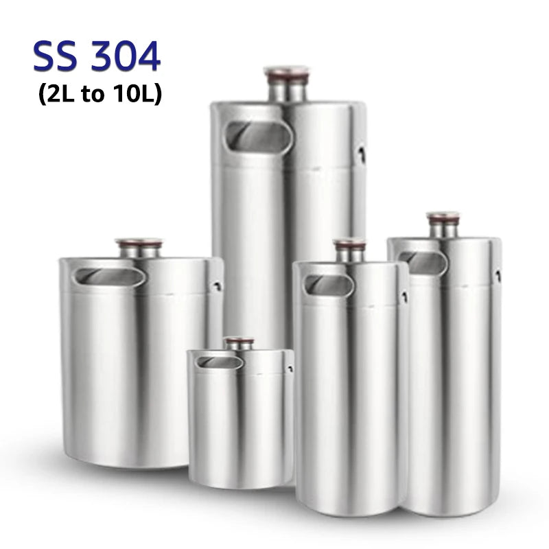 Mini Beer Keg Growler Craft Beer Barrel Carbonated Dispensing Container, 2L-5L