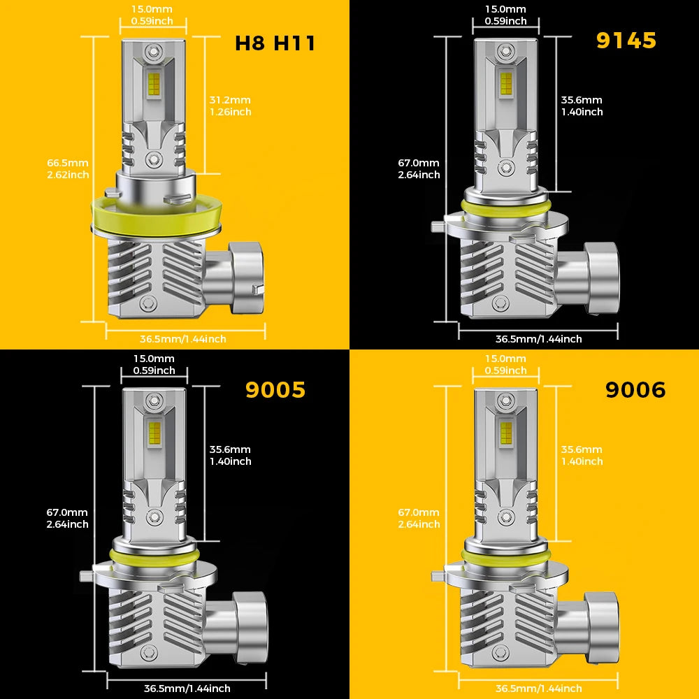 BMTxms 2PCS Dual Color H8 H11 H16JP LED Canbus Fog Light 9005 9006 HB4 9145 H10 LED Fog DRL Lamp 6500k White 3000k Golden Yellow