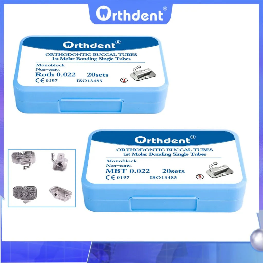 Orthdent 80Pcs/ 20Sets Dental Orthodontic Bondable Buccal Tubes Monoblock Single Non-Convertible Roth MBT 0.022 Dentistry Tool