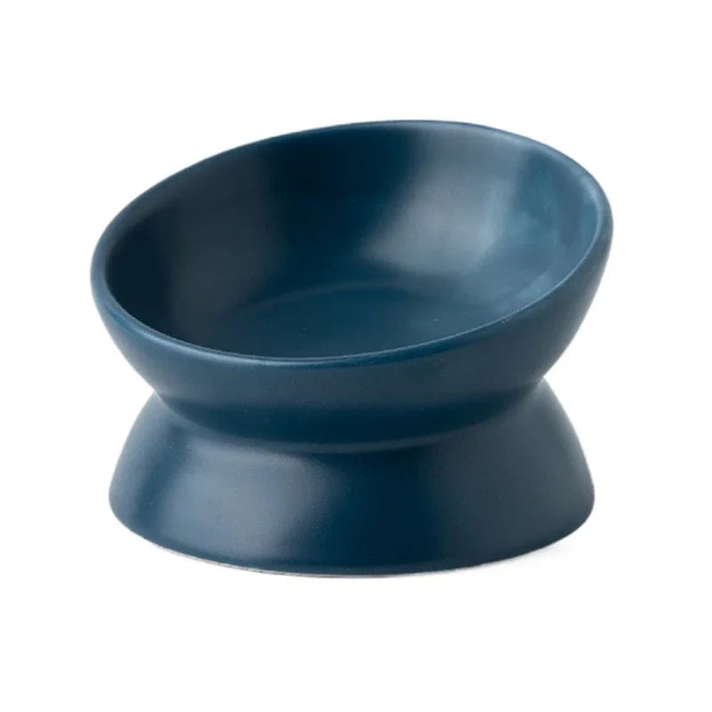 Elevated Cat Bowls Small Dog 15° Tilted Raised Food Feeding Dish Ceramics Stand Feeder for Cats and Puppy 6 Colors