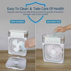 Portable 3-in-1 humidifier fan, mini USB fan, LED night light function, water mist humidification, family fun