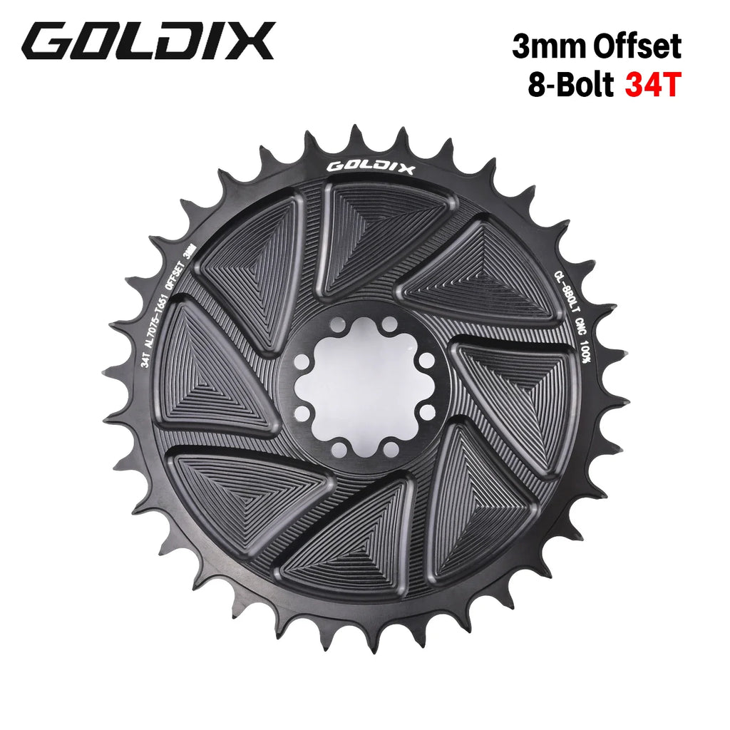 GOLDIX 8-Bolt Bicycle Chainring Wide and Narrow Teeth AERO Chainring CNC Hollow Cutting Machining for SRAM 8Bolt Crankset