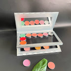 2-Layer Magnetic Empty Eyeshadow Palette Organizer with Mirror, Silver/Gold, 190x110x24mm