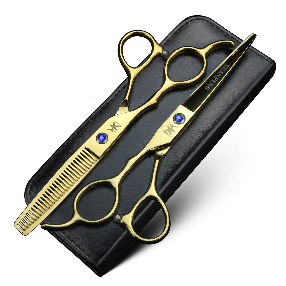 Black Left Hand Hair Scissors 6-inch JP440C Steel Cutting Scissors and Thinning Scissors Left-handed