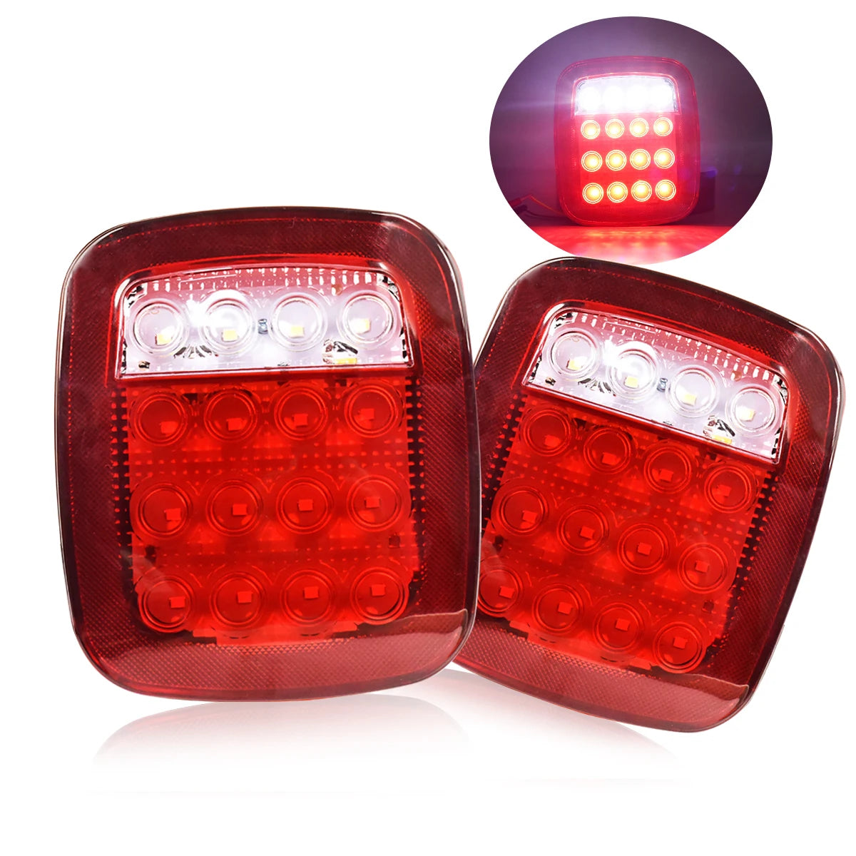 2Pcs 12V White