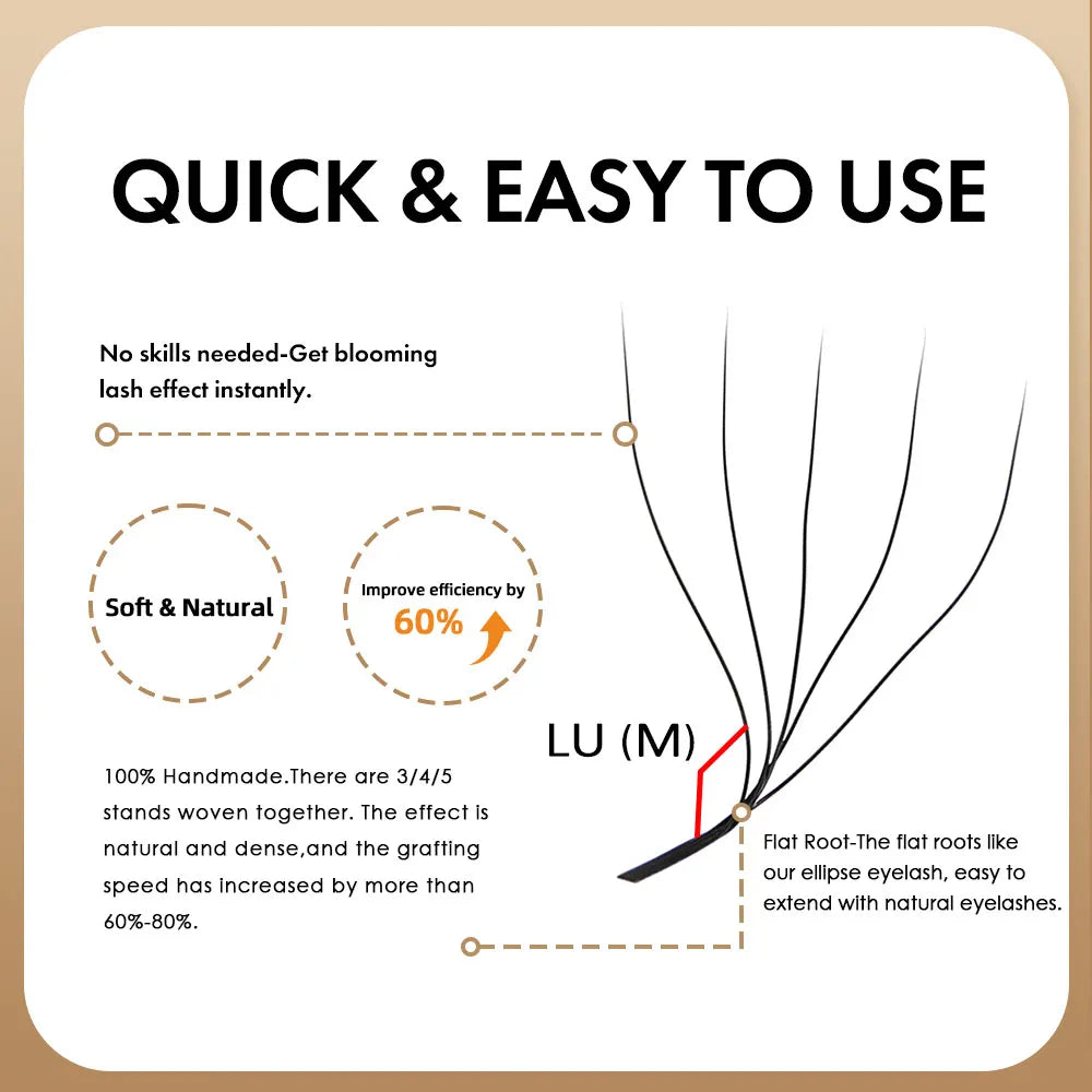 MASSCAKU L LU M Curl YY/W Shape Eyelash Extension Soft Lightweight Faux Mink Fibers 0.07mm Thickness 8–15mm Natural Volume Look