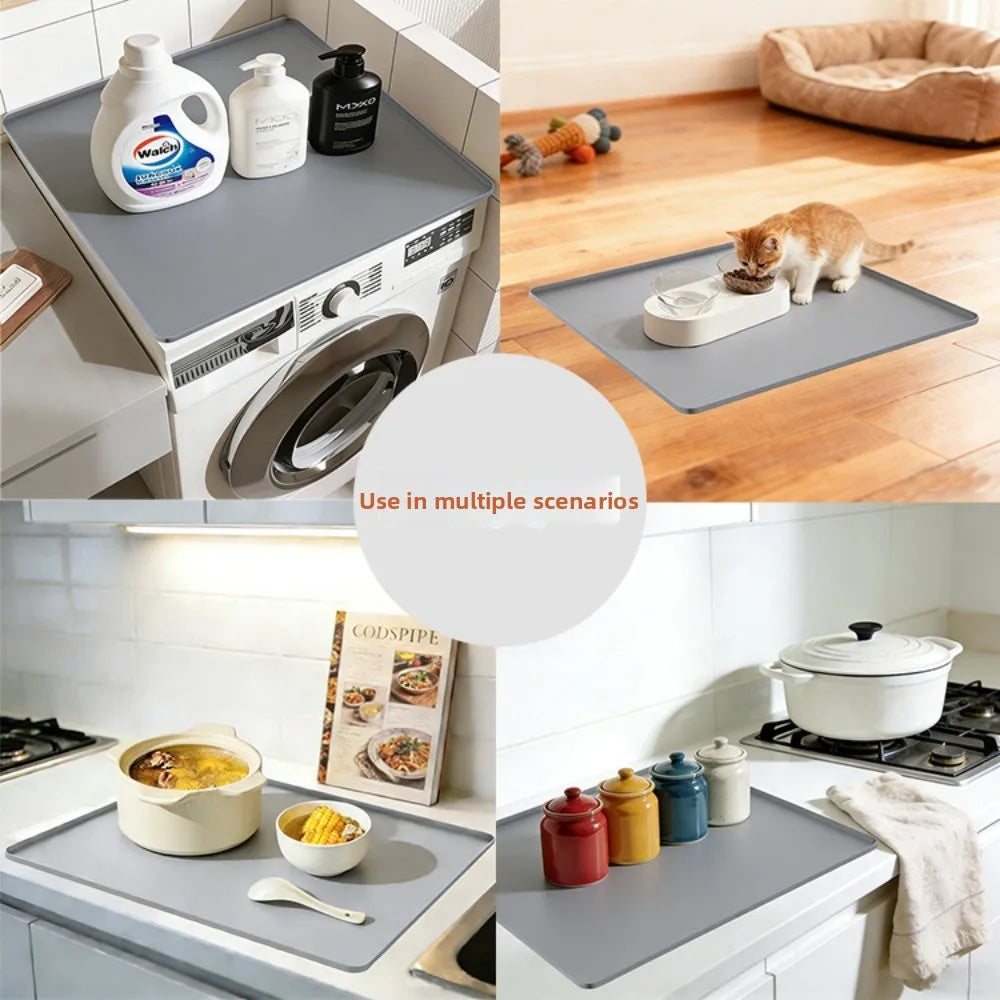 Silicone Washing Machine Top Cover Mat 60x60cm Dustproof Protective Pad Black/Grey