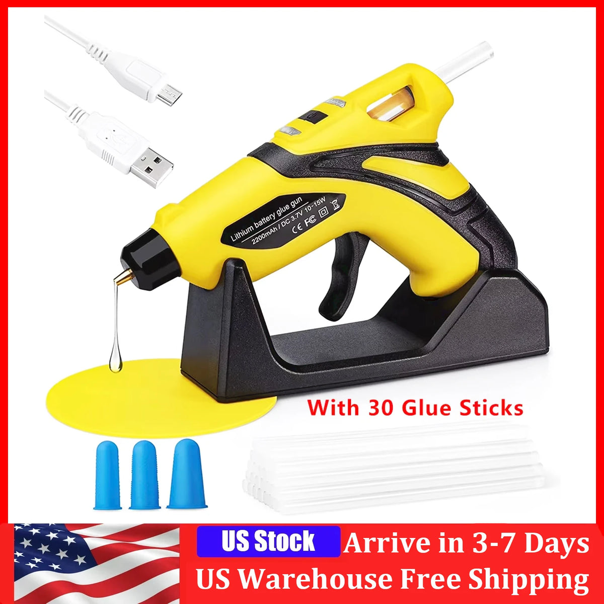 Mini Hot Melt Glue Gun Kit With 30 Glue Sticks Repair Glue Gun Rechargeable Cordless Fast Preheating Crafting DIY Arts Tools