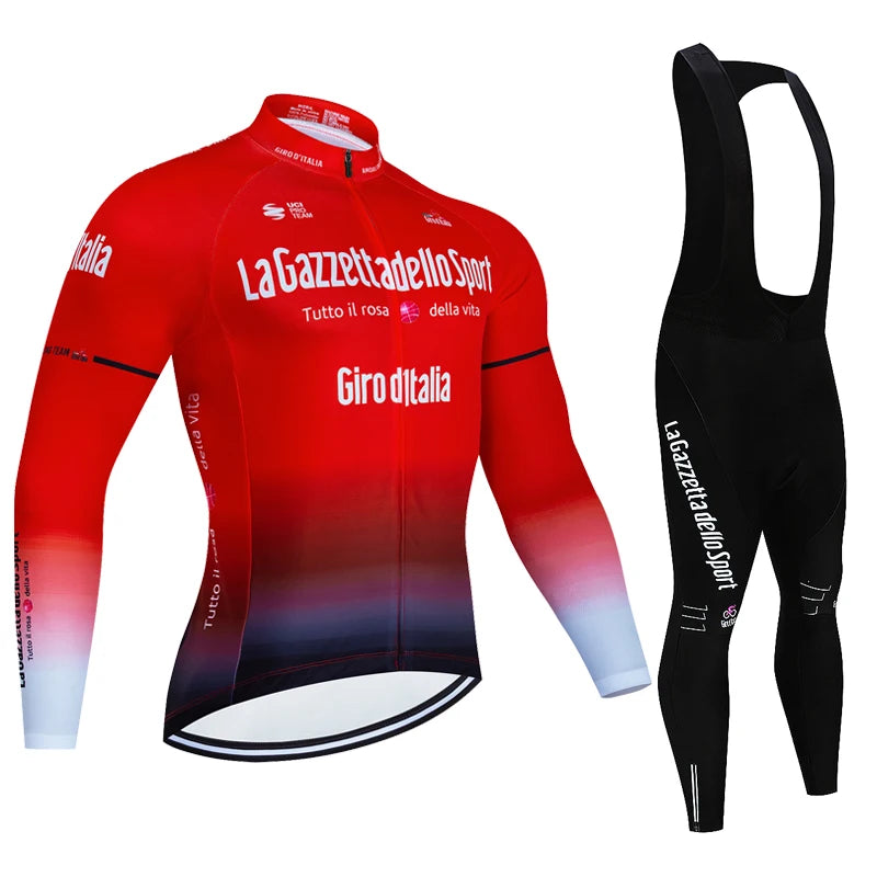 Men's Professional Long Sleeve Cycling Jersey & Padded Shorts Set, Quick Dry, Reflective, Breathable Bike Wear Clothing for Men
