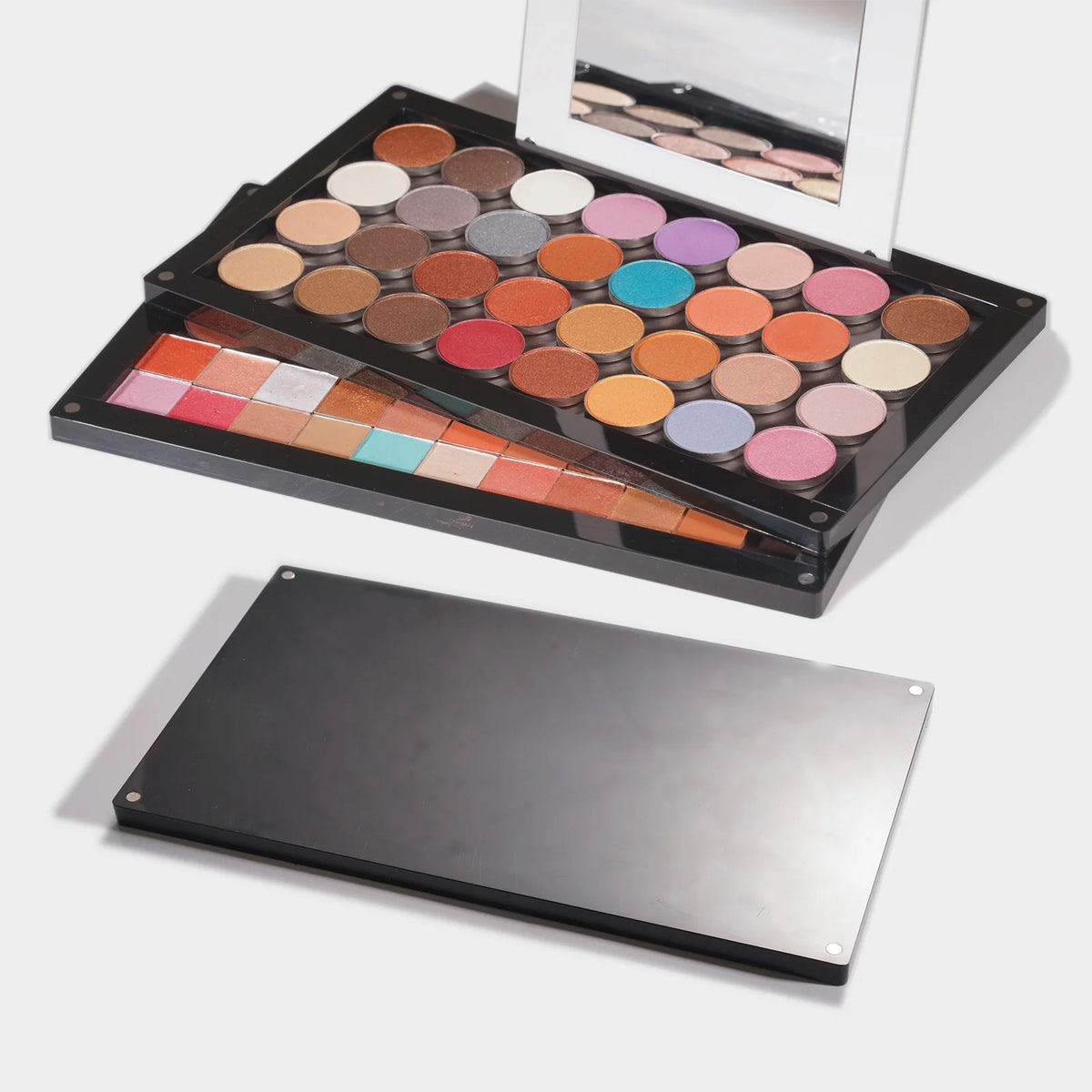 empty magnetic makeup palette acrylic storage box for eyeshadow depotting tool case ,stackable layers with mirror large size