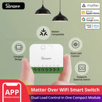 SONOFF MINI-2GS 2-Gang Matter WiFi Smart Switch, Dual Load Control, Detach Relay, Alexa/Apple Home