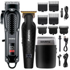 Solimpia Hair Clippers Set Machine Oil Head Carving Digital Display Haircut Scissors Electric Pusher Three-Piece Set