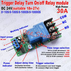 Time Delay Relay Module Timer Switch Adjustable Delay 30A DC 12V or 24V