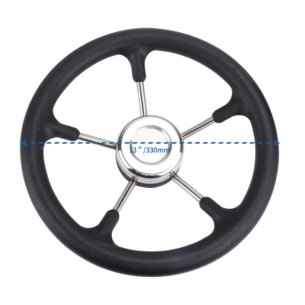 Boat Accessories Marine 13 Inch stainless steel 5 Spoke Destroyer Steering Wheel with Black Foam