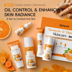 Vitamin C Turmeric Facial Kit Hydrating Tightening 5pcs Set Face Wash Toner Essence Eye Treatment Moisturizer Skincare