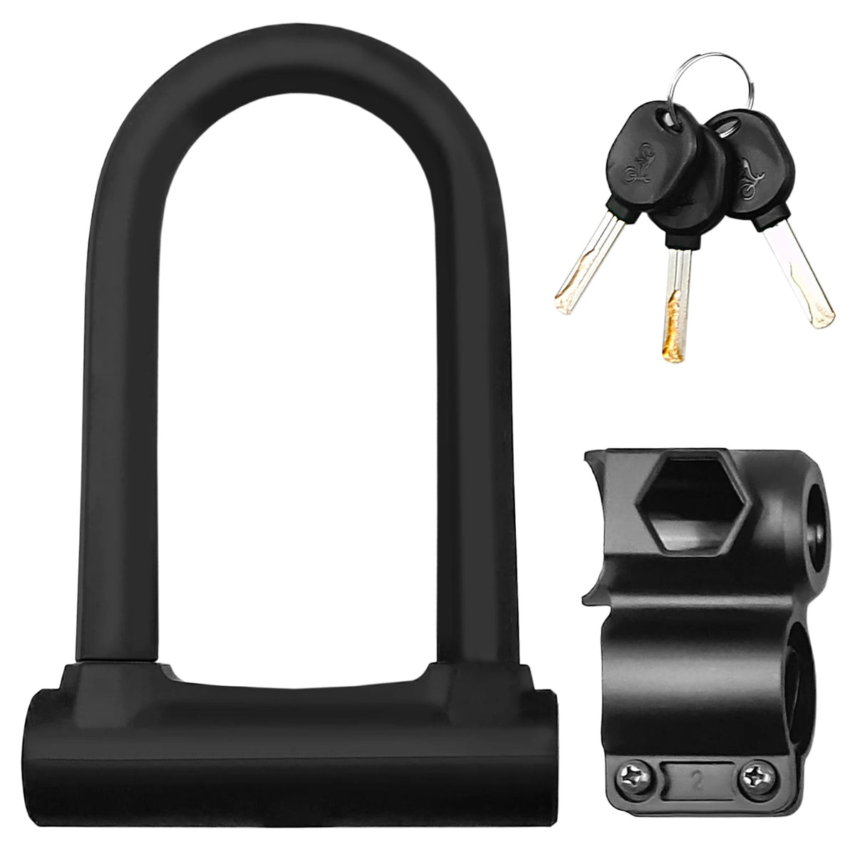 Heavy Duty Bicycle U-Lock with Mounting Bracket, Anti-Theft U Shape Lock Set